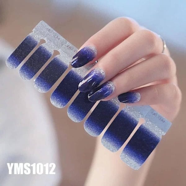 Nagelstickers - Nail wraps - Nail Art - Nagel Folie - Navy Blauw / Zilver