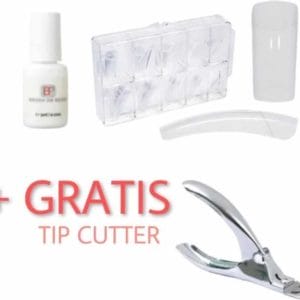 Nageltips 100 stuks Transparant + 5 ml nagellijm + Tipknipper - Acrylnagels - Tips - Kunstnagels pakket