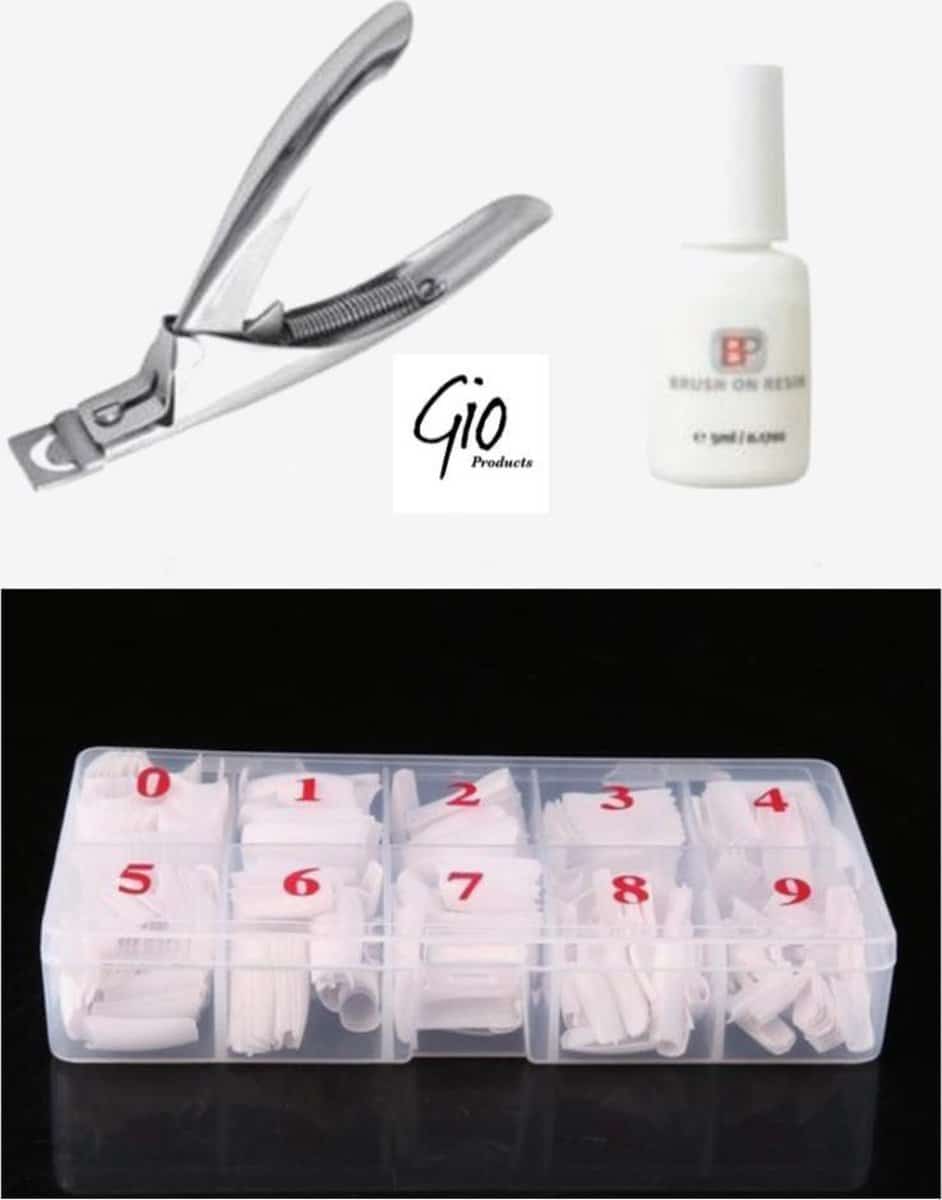 Nageltips 500 stuks wit french manicure - voordeel set - french manicure wit tips + nagellijm 5ml + tipknipper - professionele markt