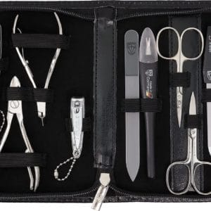 Nagelverzorgingsset 'Spezia' 10-delig. manicure pedicure reisetui set nagelset nagelnecessaire, stalen instrumenten merkkwaliteit, manicure set kunstleder cadeau (7200)