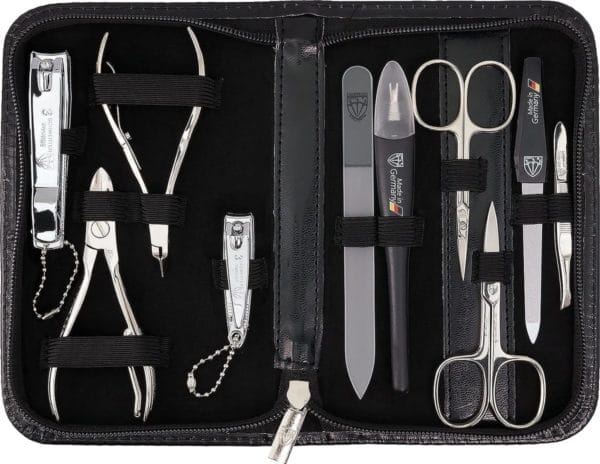 Nagelverzorgingsset 'spezia' 10-delig. Manicure pedicure reisetui set nagelset nagelnecessaire, stalen instrumenten merkkwaliteit, manicure set kunstleder cadeau (7200)