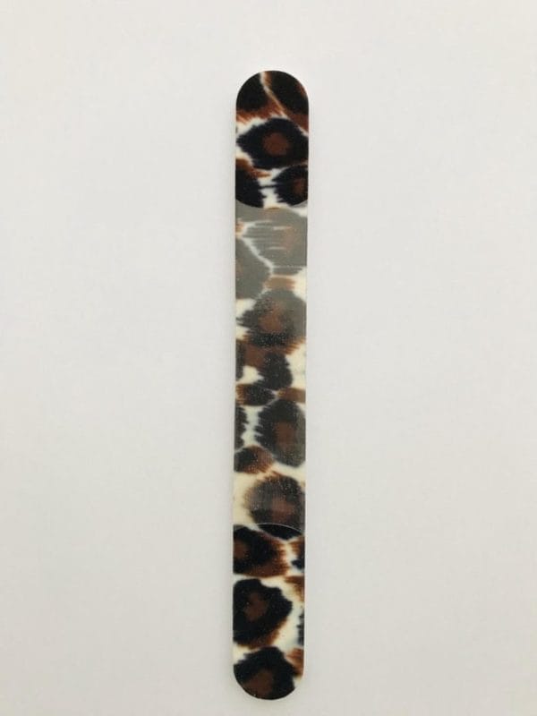 Nagelvijl - luipaard print - 17,8 cm. Lang - wit/bruin/zwart - 1 stuks