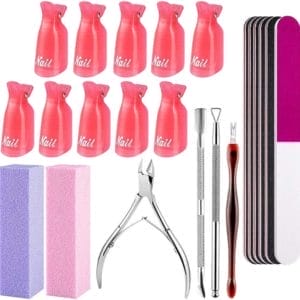 Nagelvijl en buffer 22 stks Professionele Manicure Gereedschap Kit met Rvs Cuticle Pusher en Dode Huid Vork Nail Removal Nail Care Sets voor Salon en Thuisgebruik