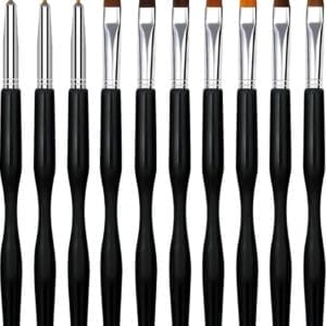 Nail Art Pen Nagel Penselen Brush Set voor Gellak Gel Polish Professional 10 STKS, Liner/Flat/Rond/Acryl/Hoek/3D UV Dun Pennen Kit Fijne Borstel DIY Decoratie Tools