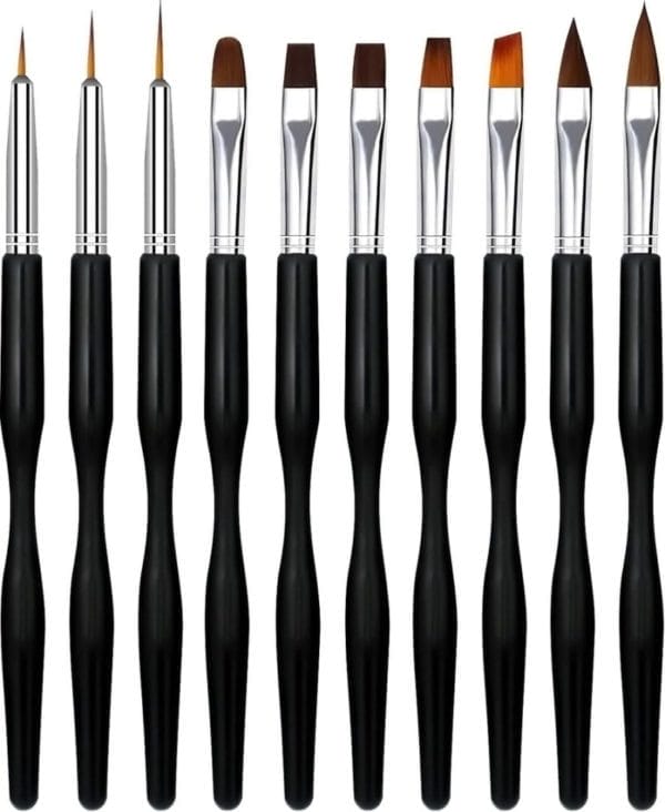 Nail art pen nagel penselen brush set voor gellak gel polish professional 10 stks, liner/flat/rond/acryl/hoek/3d uv dun pennen kit fijne borstel diy decoratie tools