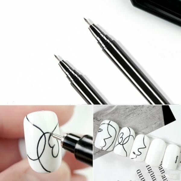Nail art pen - nagelversiering graffiti penseel - nagel tekening - zwart