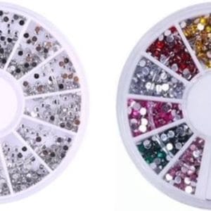 Nail Art Voordeel Set Rhinestones Zilver + Diverse kleuren - 1200 stuks - Strass nagel steentjes / Nagel diamantjes / Nail art