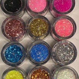 Nail Art/Nagel Glitters Ultra Dunne Streepjes/Flintertjes/Acryl/Gel/Gezicht/Ogen/Lippen/Lichaam/Diverse Kleuren/Set 12 Stuks x 10 ML