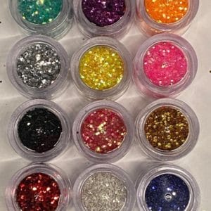 Nail Art/Nagel Glitters/Acryl/Gel/Gezicht/Ogen/Lippen/Lichaam/Diverse Kleuren/Set 12 Stuks x 10 ML