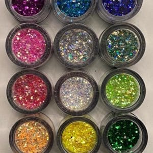 Nail Art/Nagel Glitters/Acryl/Gel/Gezicht/Ogen/Lippen/Lichaam/Diverse Kleuren/Set 12 Stuks x 10 ML