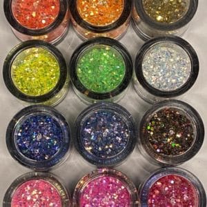 Nail Art/Nagel Glitters/Acryl/Gel/Gezicht/Ogen/Lippen/Lichaam/Diverse Kleuren/Set 12 Stuks x 10 ML