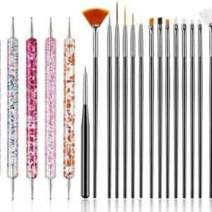 Nail art set - 20-delig - Dotting tools - Stippen pen - Nail art penselen - Nail art brushes - Nail art kwasten - Nail art tools - Penselenset - Penselen set - Penselen nagels - Nail art - Nail art kit - Nail art penseel - Nail art kwast