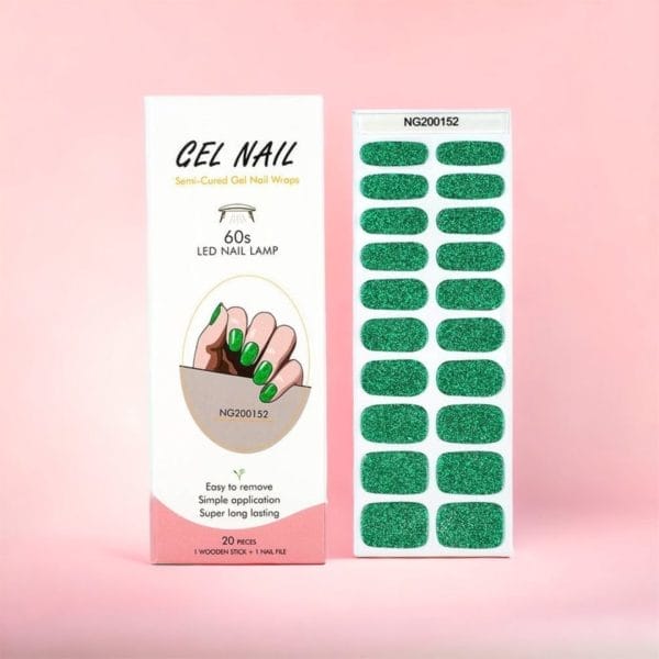 Nailglow - gel nagel wraps - glittergroen - gel nagel stickers - gel nagel folie - gel nail wraps - gel nail stickers - nail art - nail foil