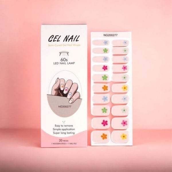 Nailglow - gel nagel wraps - pink flower - gel nagel stickers - gel nagel folie - gel nail wraps - gel nail stickers - nail art - nail foil