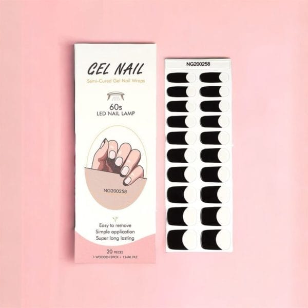 Nailglow - gel nagel wraps - zwart/neutraal - gel nagel stickers - nail wraps -bij elke 2 pakjes die je besteld ontvang je een gratis nagelriemolie pen t. W. V €7,85! - gel nail wraps - gel nail stickers - nail art - nail foil