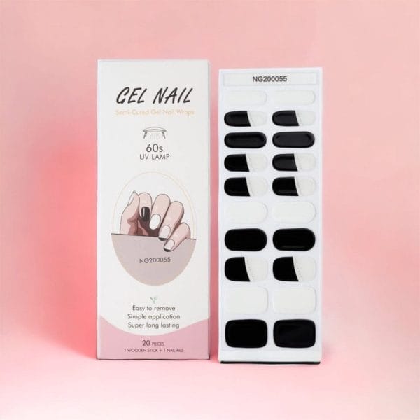 Nailglow - gel nagel wraps - zwart/wit - gel nagel stickers - gel nagel folie - gel nail wraps - gel nail stickers - nail art - nail foil