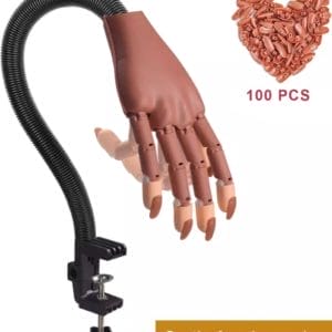 Oefenhand Voor Nagels met 100 Nageltips en Acryl Penselin| Nagellak - Polygel - Acryl Nagels - Nail Art - Kunstnagels - Gelnagels - Nailtrainer | Nail Training Hand