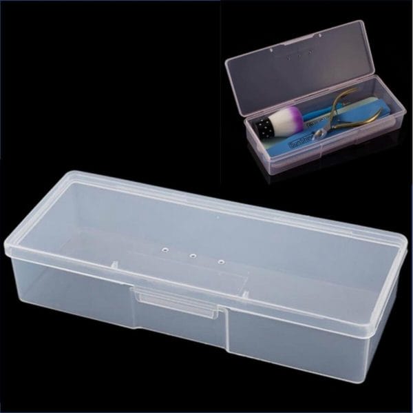 Opbergdoos - opbergbox met deksel - nailart penselen - gereedschap - organizer - manicureset - desinfecteerbaar - etui - professioneel - transparant
