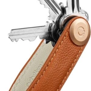Orbitkey 2.0 Pebbled Leather sleuteletui amber