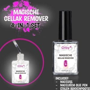Orby® Magische Gellak Remover Set (4-in-1) - [INCLUSIEF Bokkenpootje + Olie pen + Nagelvijl] - Gellak Verwijderen - Nagellak Remover