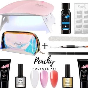 PEACHY ® Paris POLYGEL Kit - Gift Bag - Mini UV Led Lamp - 3 Kleuren - Gellak - Nageldroger Nagellak set - Starterspakket Pack- Manicure set - Gel Nagellak - Nagelverlenging - Nail Extention - Tips