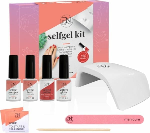 Pn selfcare gellak starterspakket - led lamp - vegan gellak - nail wipes & nagelvijl - 21 dagen blijvend effect