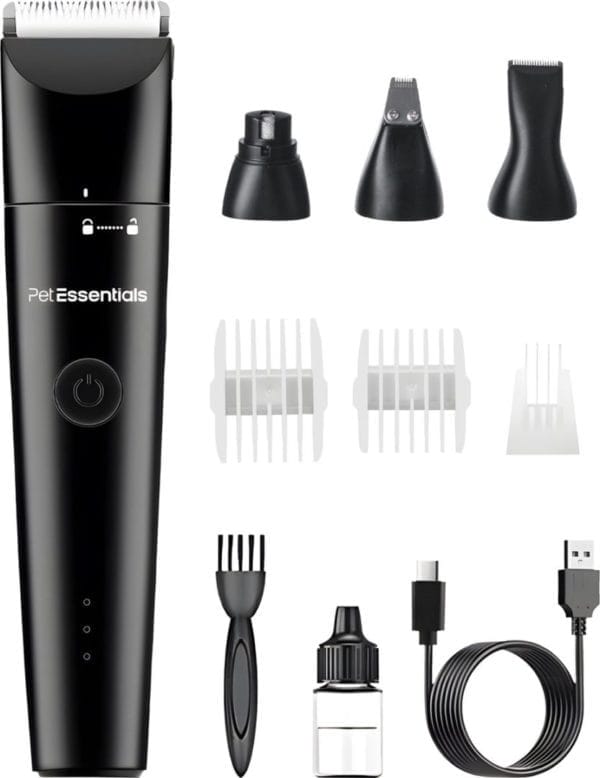 Pet essentials 4 in 1 dierentondeuse - honden katten tondeuse - voor dikke vacht - nagelknipper - hondentrimmer - fluisterstil - volledige set!