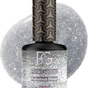 Pink Gellac 129 Fabulous Silver Gellak 15ml - Zilveren Gel Lak - Gel Nails - Glitter Finish Gelangels