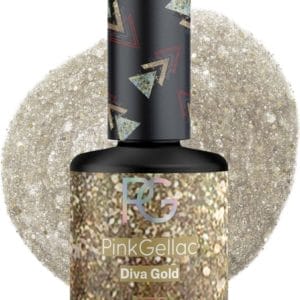 Pink Gellac 174 Diva Gold Gellak 15ml - Gouden Glitter Gel Nagellak - Glanzende Gelnagellak - Gelnagels Producten - Gel Nails