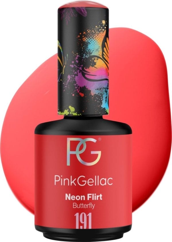 Pink gellac 191 neon flirt gellak 15ml - roze glanzende gel nagellak - gelnagellak - gelnagels producten - gel nails