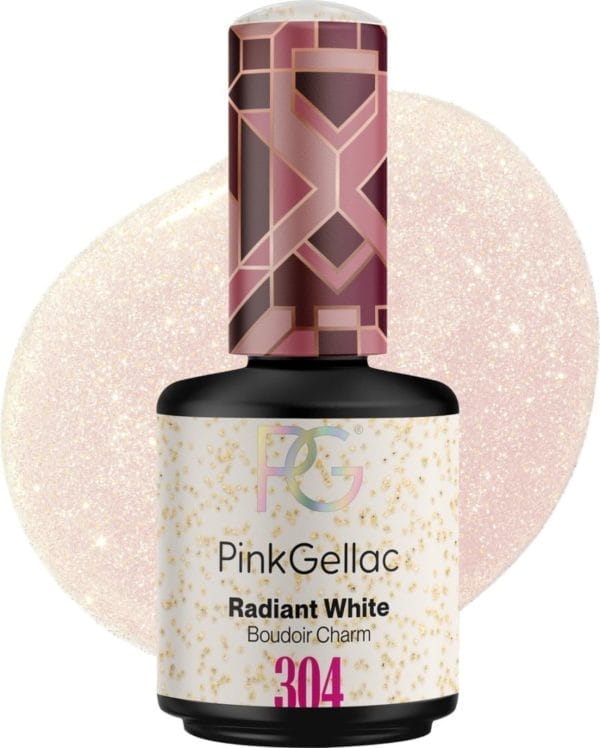 Pink gellac 304 radiant white gel lak 15ml - witte gellak nagellak - gelnagels producten - glitter finish