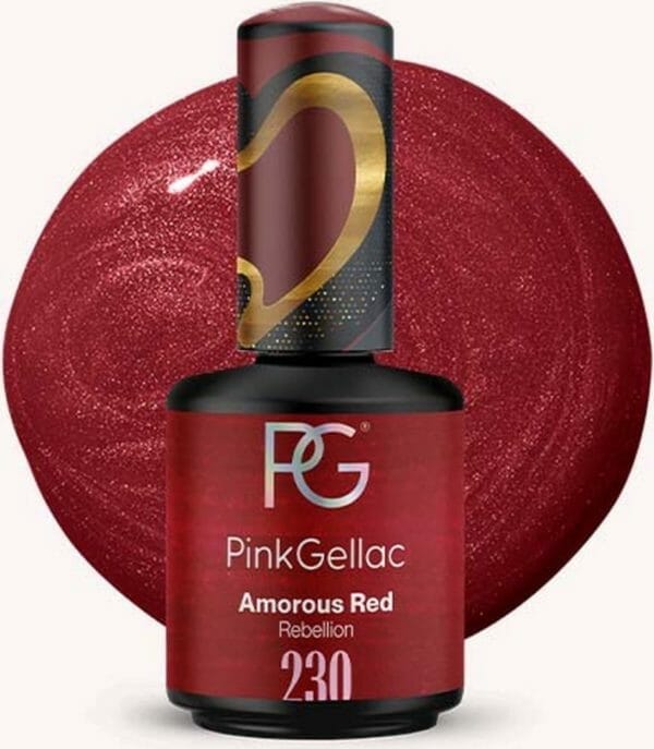 Pink gellac | amorous red - gellak - vegan - rood - shimmer finish - 15 ml