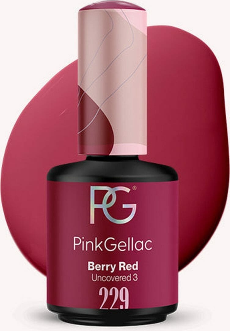 Pink gellac gellak rood 15ml - rode gel lak nagellak met creamy finish - gelnagels producten - gel nails - 229 berry red Pink gellac | berry red - gellak - vegan - rood - creamy finish - 15 ml