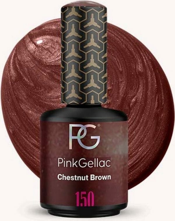 Pink gellac | chestnut brown - gellak - vegan - bruin - shimmer finish - 15 ml