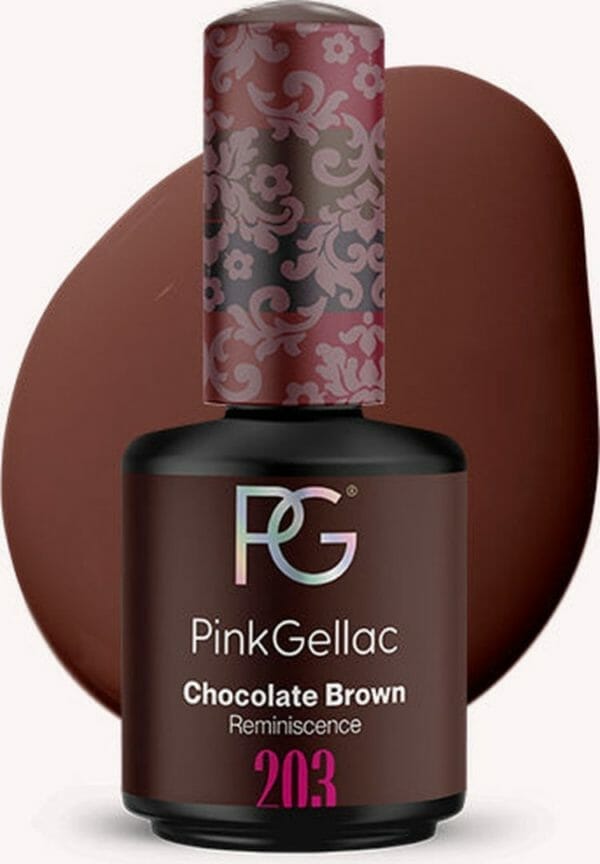 Pink gellac | chocolate brown - gellak - vegan - bruin - creamy finish - 15 ml