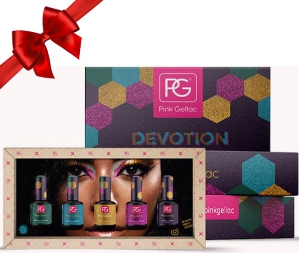 Pink gellac collection box devotion - gellak set kleuren van 5 x 15ml feestelijke kleuren - gelnagellak voor gelnagels - gel nagellak