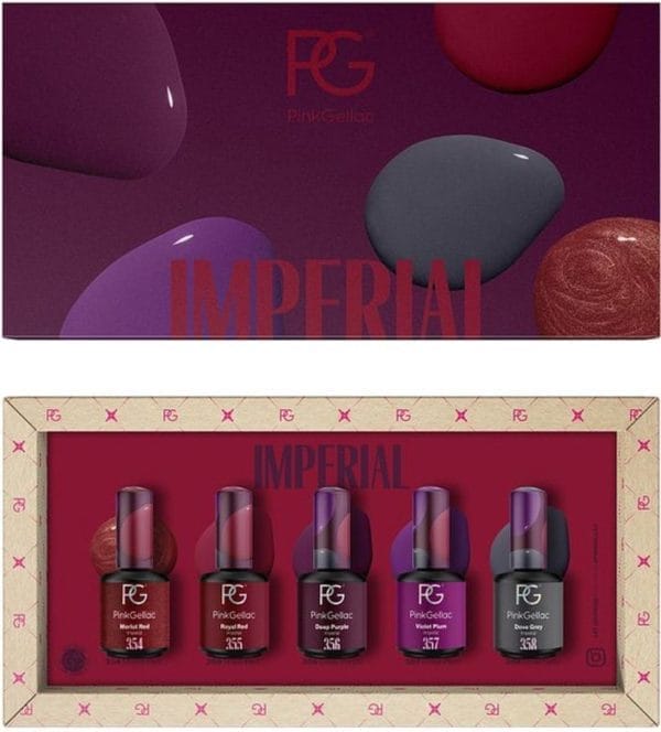 Pink gellac collection box imperial - gellak set kleuren van 5 x 15ml donkere kleuren - gel nagellak voor gelnagels