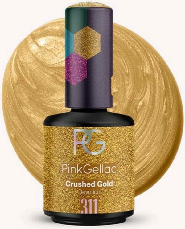 Pink gellac - crushed gold - gellak - vegan - goud - glanzend - 15ml