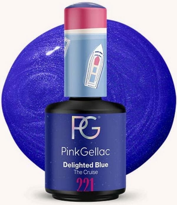 Pink gellac - delighted blue - gellak - vegan - blauw - shimmer finish - 15 ml