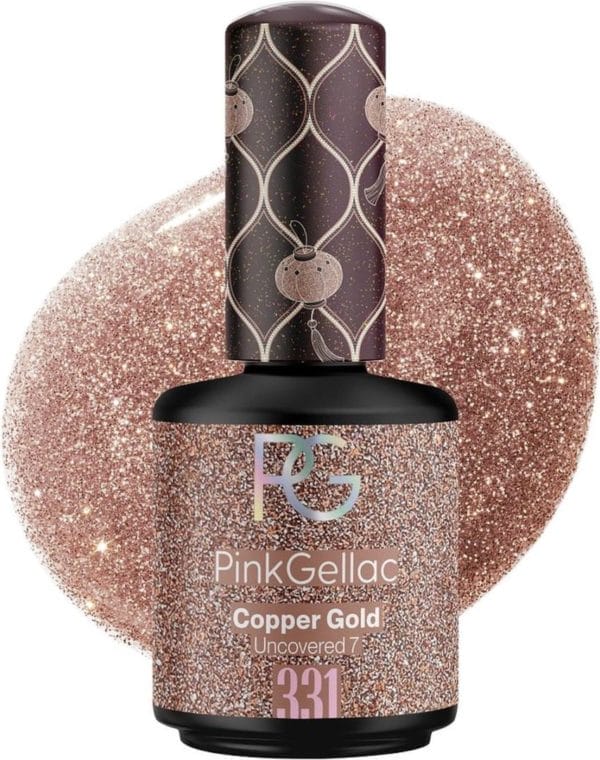 Pink gellac gellak glitter goud 15ml - gouden gellak nagellak - gelnagels producten - gel nails - 331 copper gold