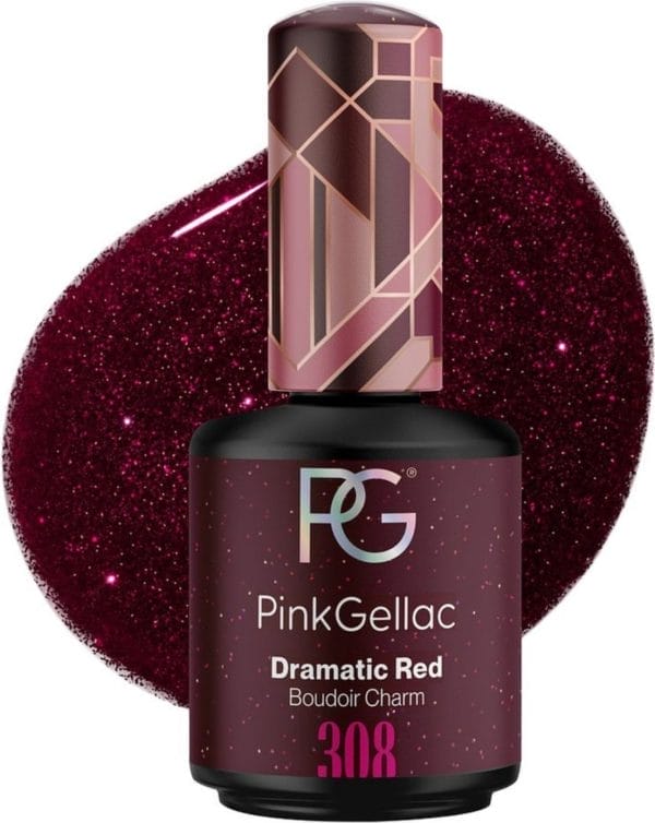 Pink gellac gellak glitter rood 15ml - rode gel lak nagellak - gelnagellak voor de perfecte gelnagels - gel nails - 308 dramatic red