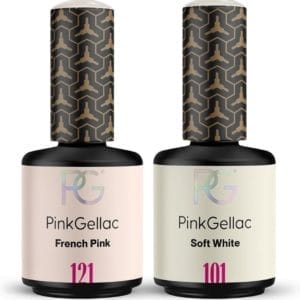 Pink Gellac Gellak Kleurenbox 2 x 15ml - 121 French Pink - 101 Soft White - Gel Nagellak Combideal - Gelnagels voor Thuis