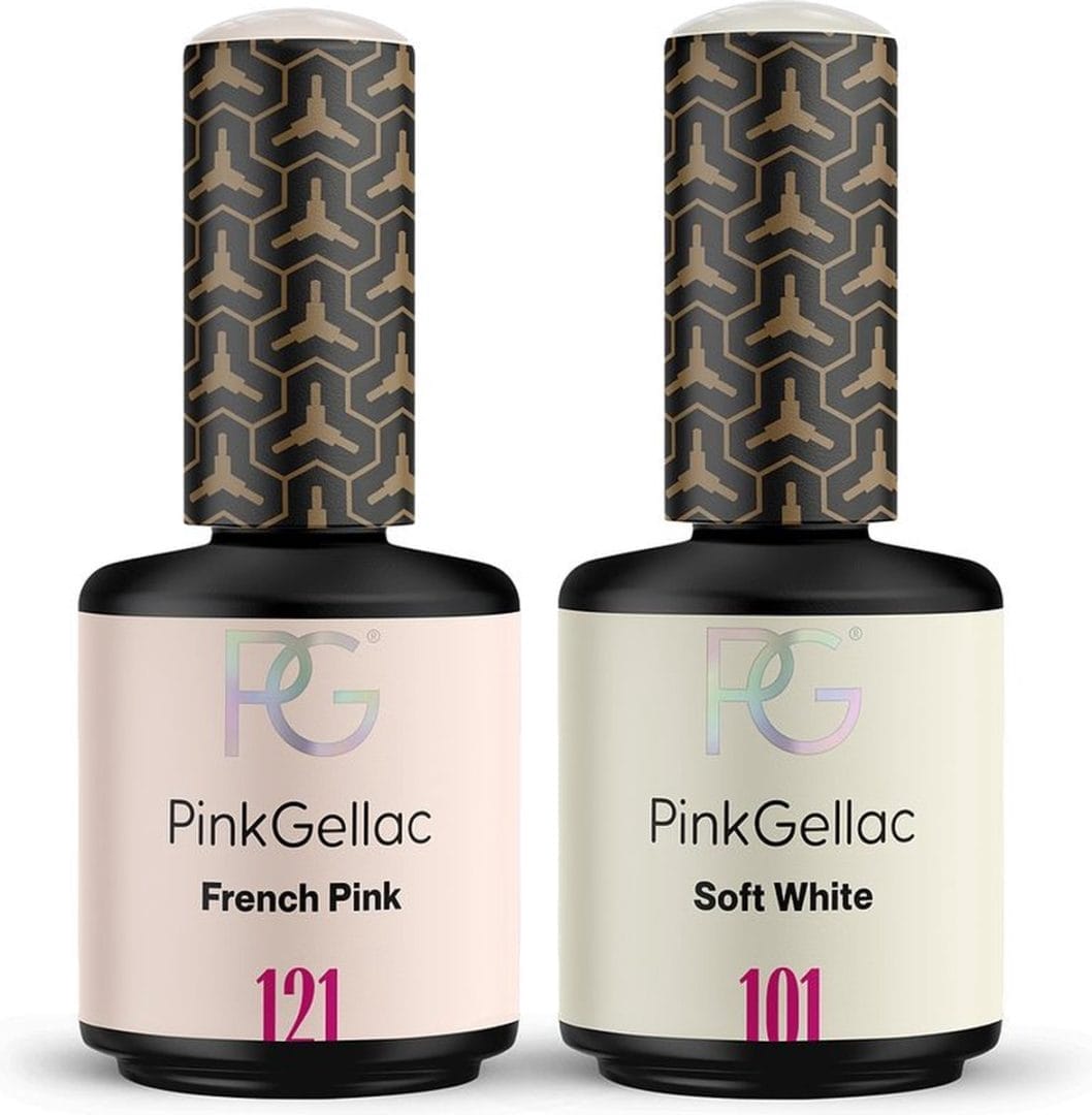 Pink gellac gellak kleurenbox 2 x 15ml - 121 french pink - 101 soft white - gel nagellak combideal - gelnagels voor thuis Pink gellac gellak kleurenbox 2 x 15ml - 121 french pink - 101 soft white - gel nagellak combideal - gelnagels voor thuis