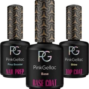 Pink Gellac Gellak Set met 3 x 15ml Base Coat - Top Coat - Nail Prep - Gel Nagellak voor Thuis