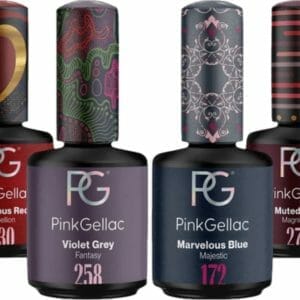 Pink Gellac Gellak Set met 4 x 15ml Kleuren - 230 Amorous Red - 258 Violet Grey -172 Marvelous Blue - 279 Muted Plum - Gel Nagellak