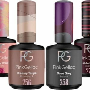 Pink Gellac Gellak Set met 4 x 15ml Kleuren - 286 Serenity Orange - 256 Creamy Taupe 358 - Dove Grey - 279 Muted Plum - Gel Nagellak