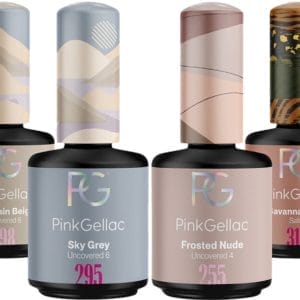 Pink Gellac Gellak Set met 4 x 15ml Kleuren - 298 Porcelain Beige - 295 Sky Grey - 255 Frosted Nude - 318 Savanna Beige - Gel Nagellak