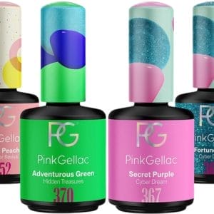 Pink Gellac Gellak Set met 4 x 15ml Kleuren - Peach, Blauw, Paars en Groene Gelnagellak - Gel Nagellak voor Thuis