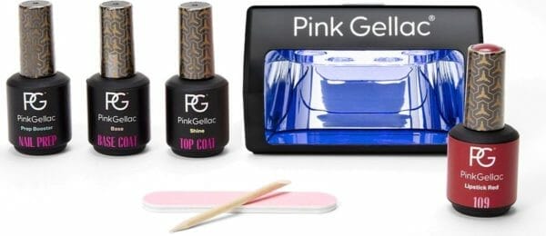 Pink gellac - gellak starterspakket dashing glaze - met 1 rode kleur en zwarte led lamp - manicure set voor gel nagellak en gelnagels