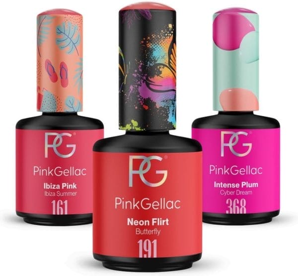 Pink gellac gellak voordeelset met 3 x 15ml kleuren - 161 ibiza pink - 191 neon flirt - 368 intense plum - gel nagellak voor thuis